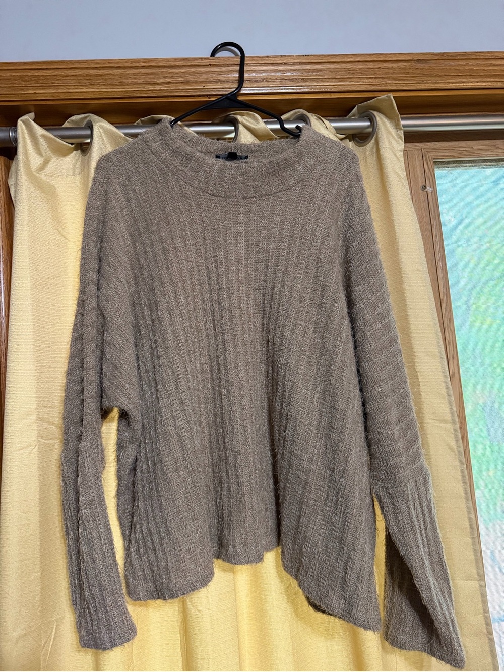 Lane Bryant Taupe Ribbed Cowl-Neck Sweater